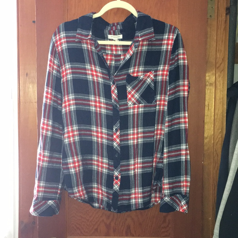Red, White & Blue Flannel Button Up
